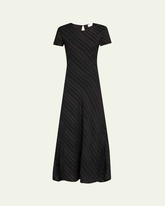 Joss Woven Stripe Short-Sleeve Maxi Dress